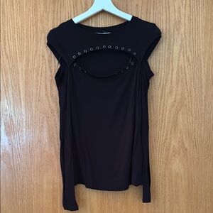Black cold shoulder Top with Eyelet Detail